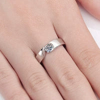 Sterling Silver Couple Ring With Heart Pattern And Electroplating Process - Image 7