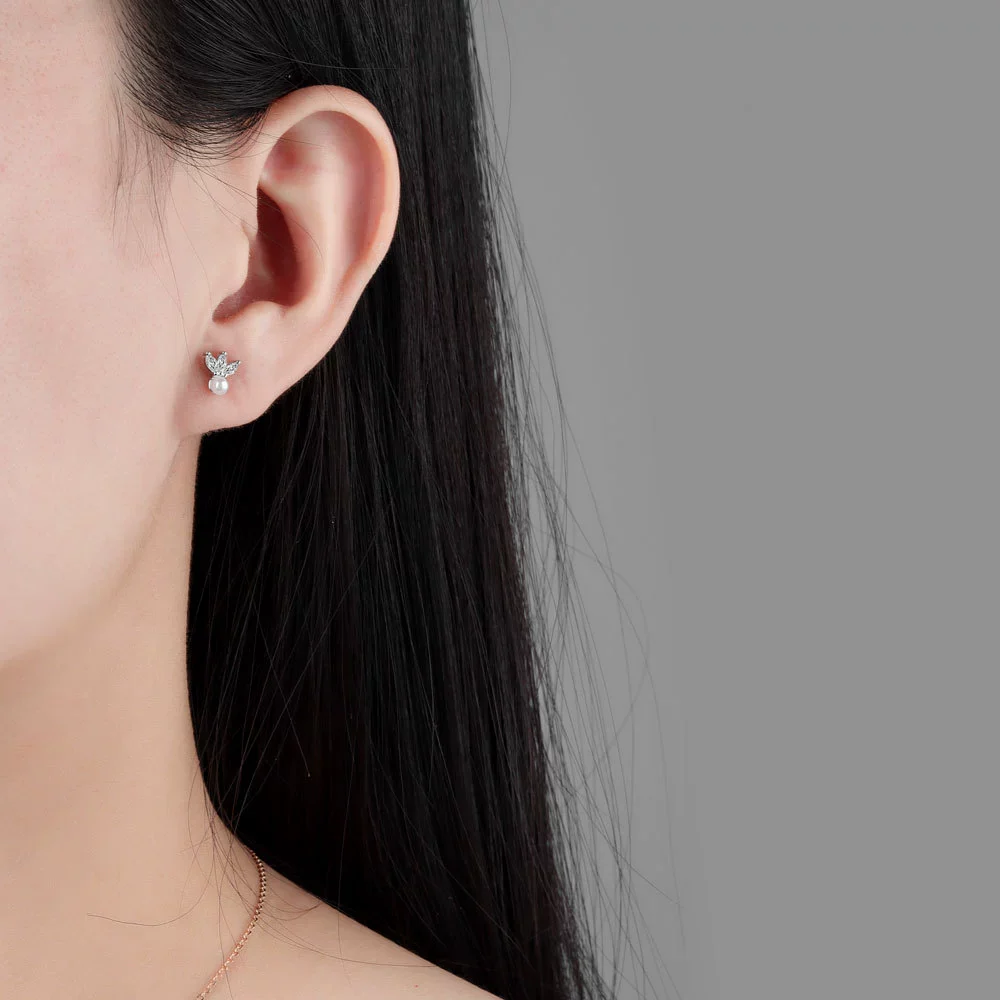 Sterling Silver Geometric Horse Eye Zircon Screw Earrings With Electroplating Treatment - Image 2