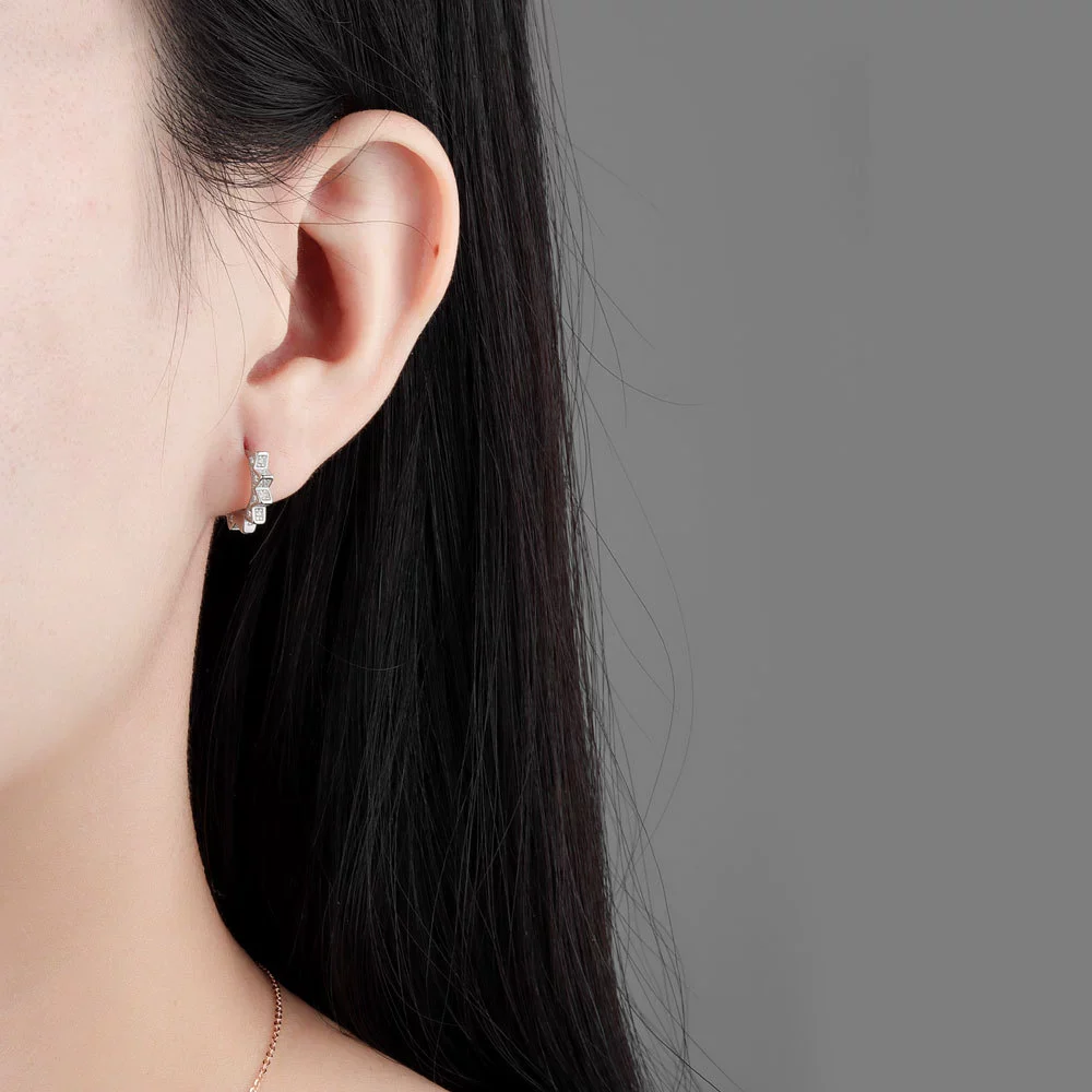 Sterling Silver Geometric Punk Metal Earring For Women - Image 3