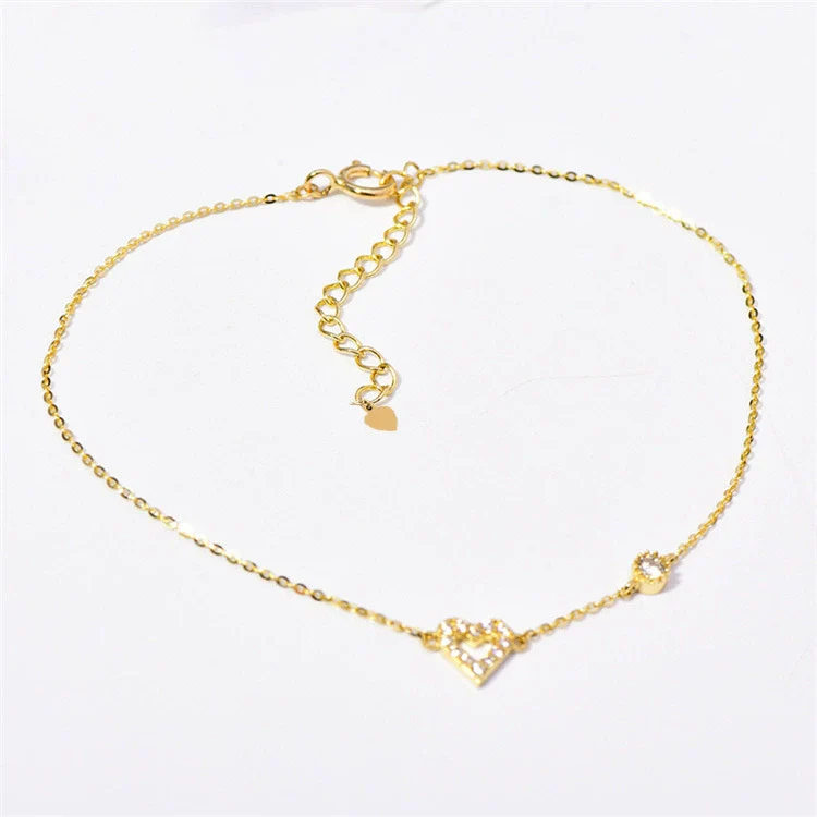 Sterling Silver Heart Shaped Diamond Plated Women's Bracelet - Image 4