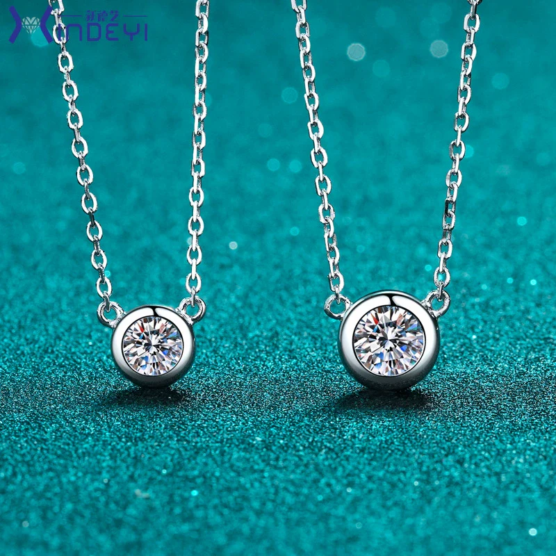 Sterling Silver Plated Pt950 Gold Necklace With Moissanite Bubble Pendant Electroplating Cross Flower Chain For Women