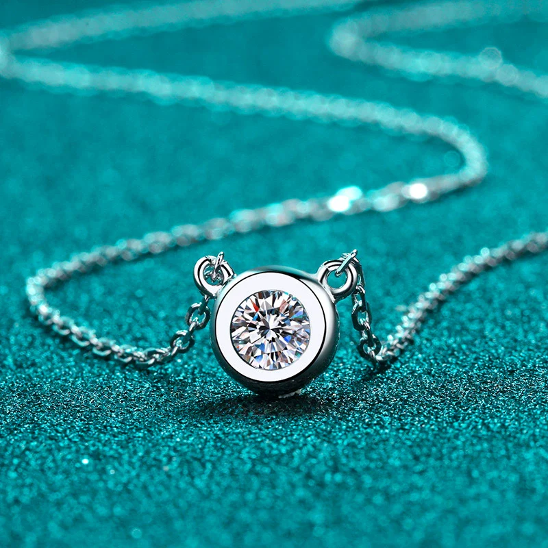 Sterling Silver Plated Pt950 Gold Necklace With Moissanite Bubble Pendant Electroplating Cross Flower Chain For Women - Image 2