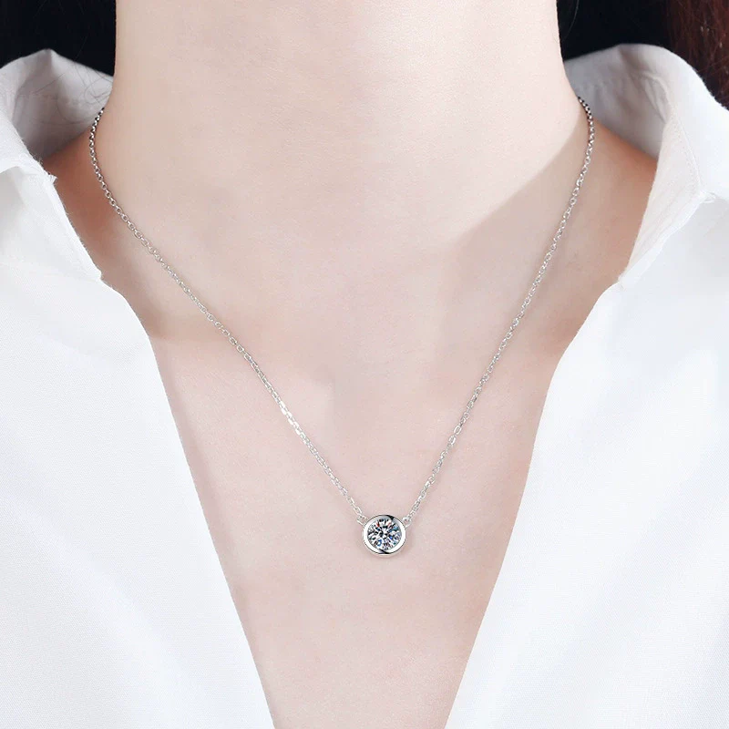 Sterling Silver Plated Pt950 Gold Necklace With Moissanite Bubble Pendant Electroplating Cross Flower Chain For Women - Image 4