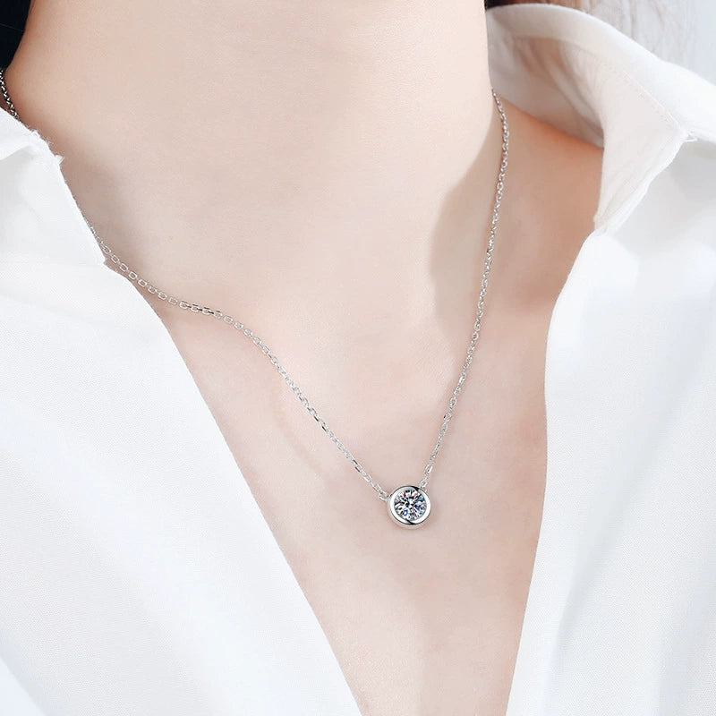 Sterling Silver Plated Pt950 Gold Necklace With Moissanite Bubble Pendant Electroplating Cross Flower Chain For Women - Image 5