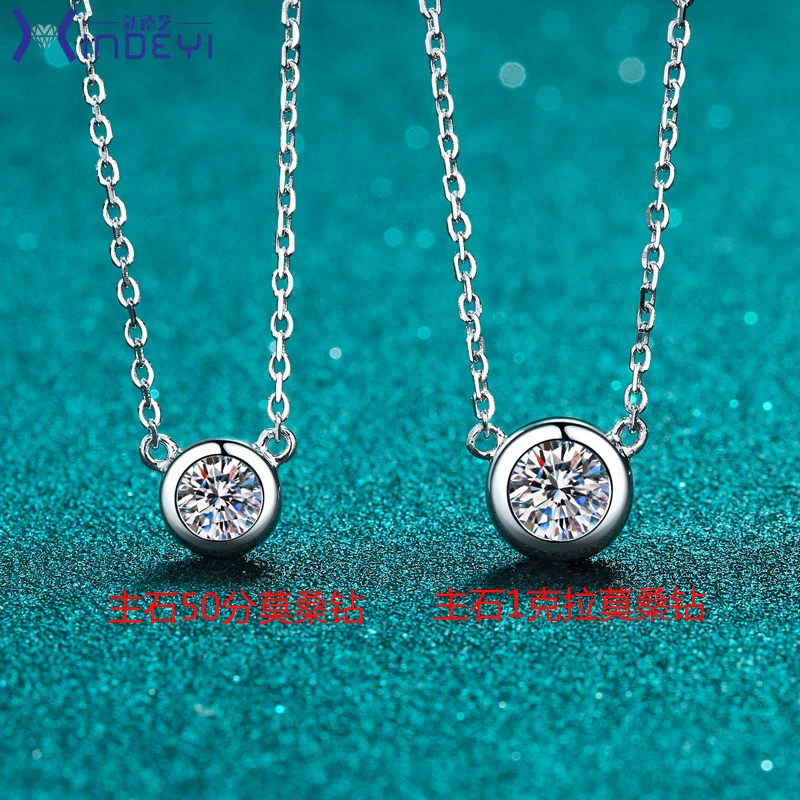 Sterling Silver Plated Pt950 Gold Necklace With Moissanite Bubble Pendant Electroplating Cross Flower Chain For Women - Image 6