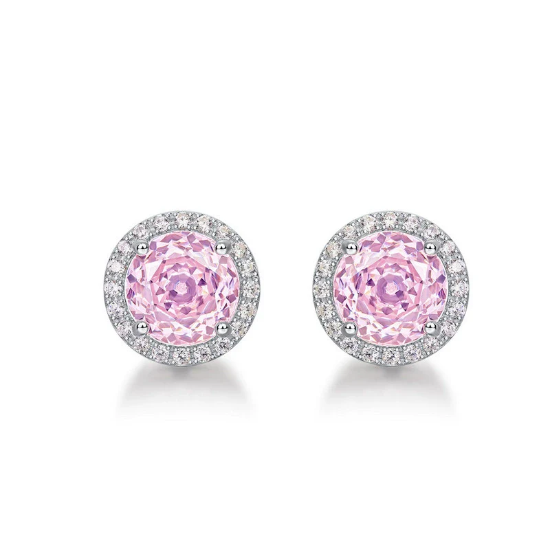 Stud Earrings 925 Silver Geometric Light Luxury Color Zirconium - Image 4