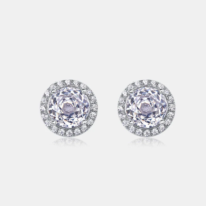 Stud Earrings 925 Silver Geometric Light Luxury Color Zirconium - Image 6