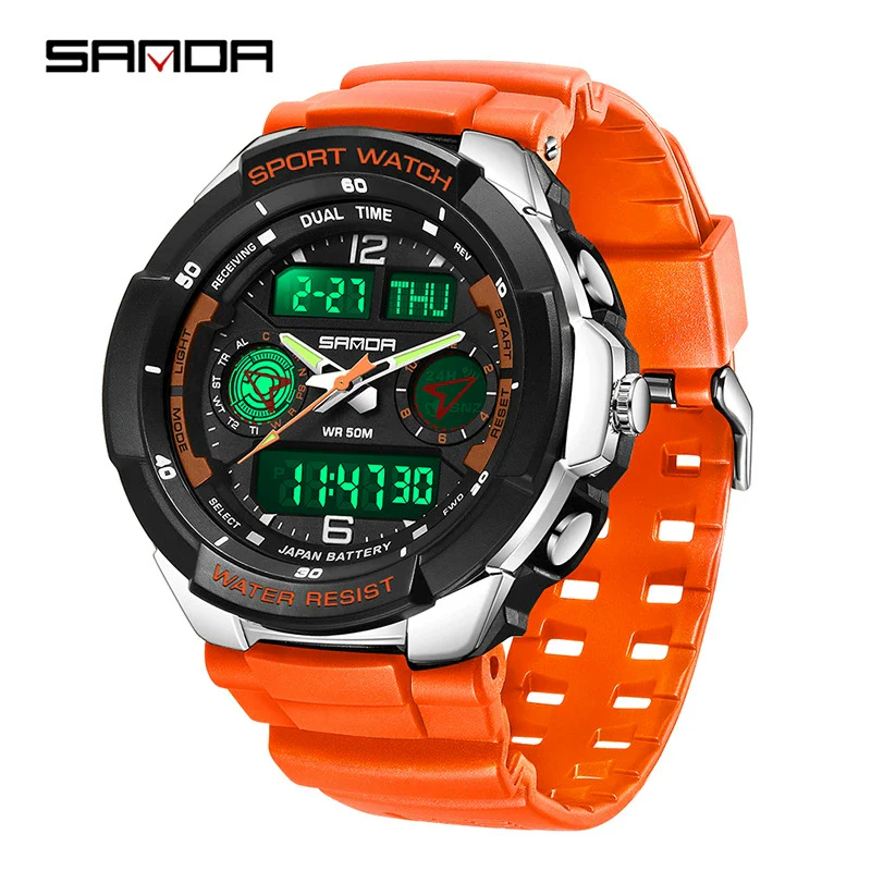 Student Fashion Sports Electronic Watch Tpu Strap Abs Case Acrylic Mirror Round Dial Waterproof - Image 9