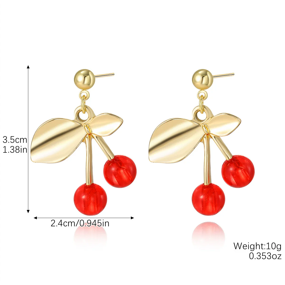 Summer Earrings Zinc Alloy Fruit Cherry Sweet Style For Women - Image 6