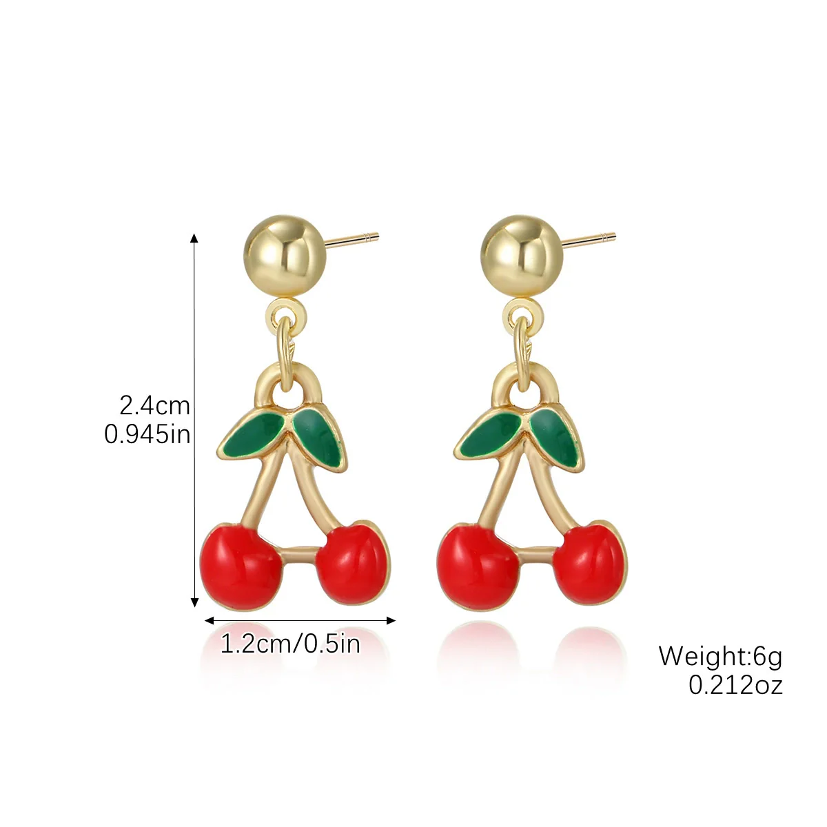 Summer Earrings Zinc Alloy Fruit Cherry Sweet Style For Women - Image 8