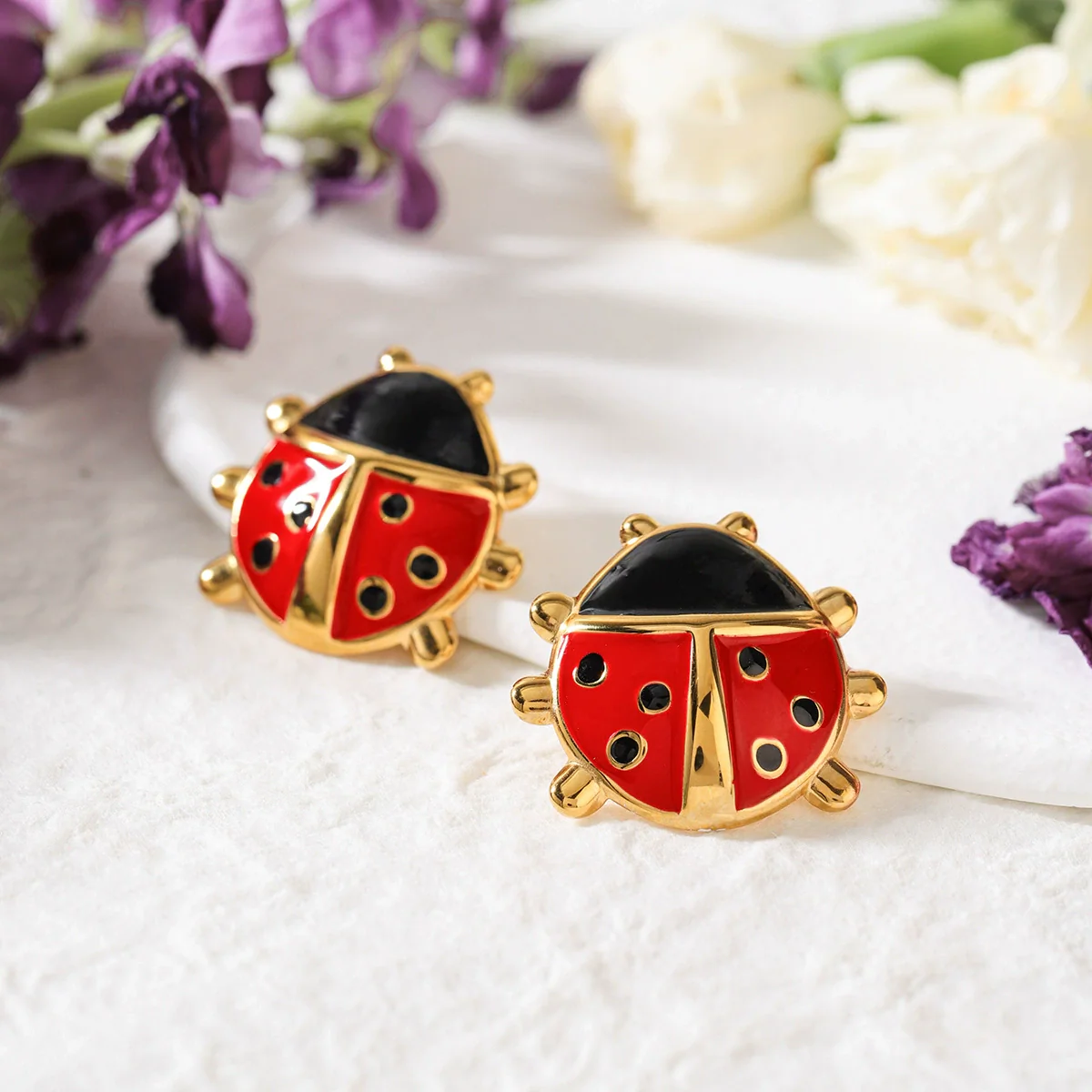 Sweet Style Stainless Steel And Titanium Steel Insect And Butterfly Dragonfly Dripping Oil Earrings For Women - Image 4