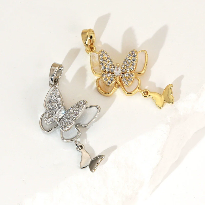 Tassel Butterfly Bow Animal Zodiac Copper Necklace With Diamonds Original Design - Image 2