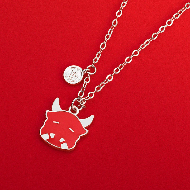 Thermochromic S925 Sterling Silver Zodiac Bull Pendant Necklace With Cross Chain And Electroplating Treatment - Image 2