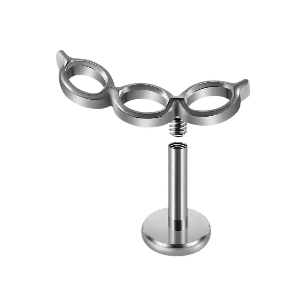 Titanium Alloy Flower Heart Round Piercing Earrings With Electroplating - Image 5
