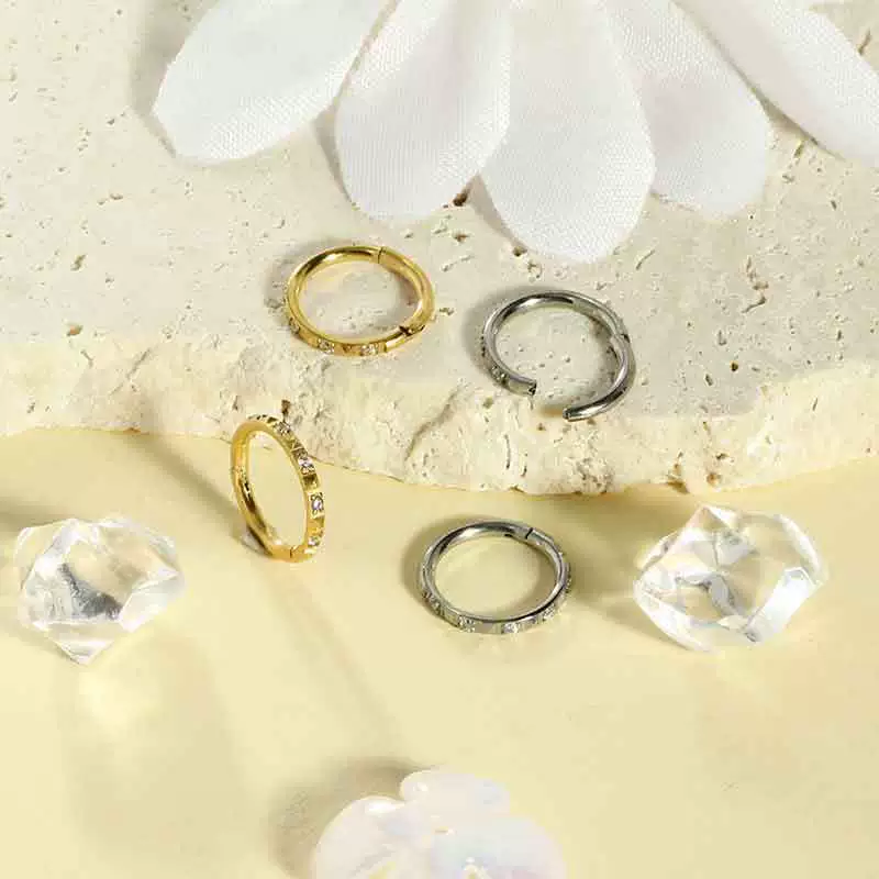 Titanium Alloy Geometric Jewelry With Diamonds Lip Ring Nose Ring Tongue Nail Ear Bone Ring - Image 2