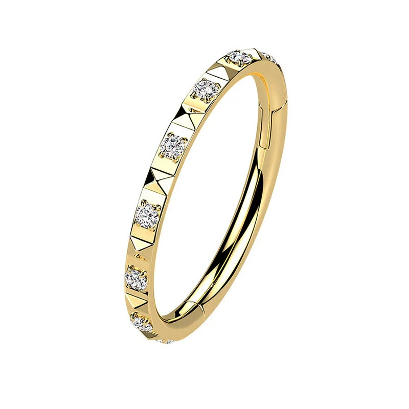 Titanium Alloy Geometric Jewelry With Diamonds Lip Ring Nose Ring Tongue Nail Ear Bone Ring - Image 4
