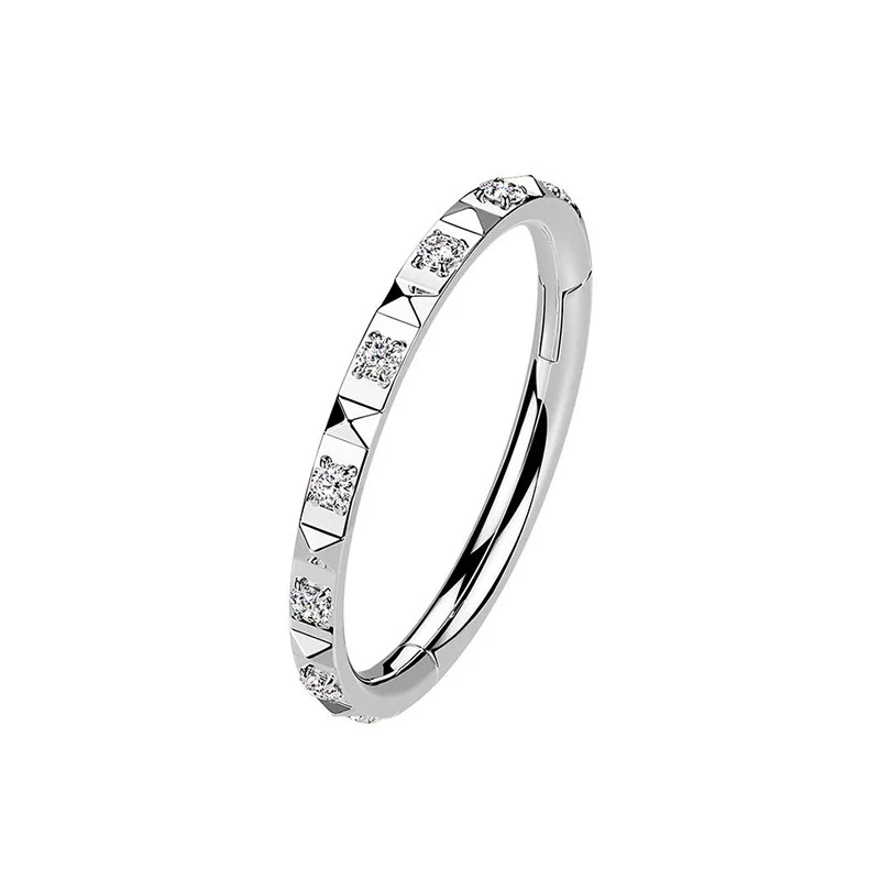 Titanium Alloy Geometric Jewelry With Diamonds Lip Ring Nose Ring Tongue Nail Ear Bone Ring - Image 5