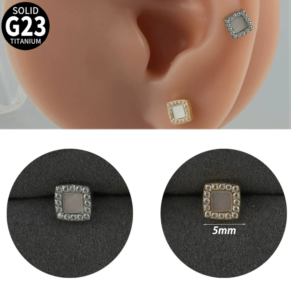 Titanium Alloy Geometric Tshaped Inlaid Zircon Lip Nail And Ear Bone Nail Puncture Jewelry With Electroplating - Image 13