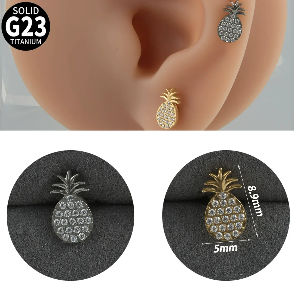 Titanium Alloy Geometric Tshaped Inlaid Zircon Lip Nail And Ear Bone Nail Puncture Jewelry With Electroplating - Image 20
