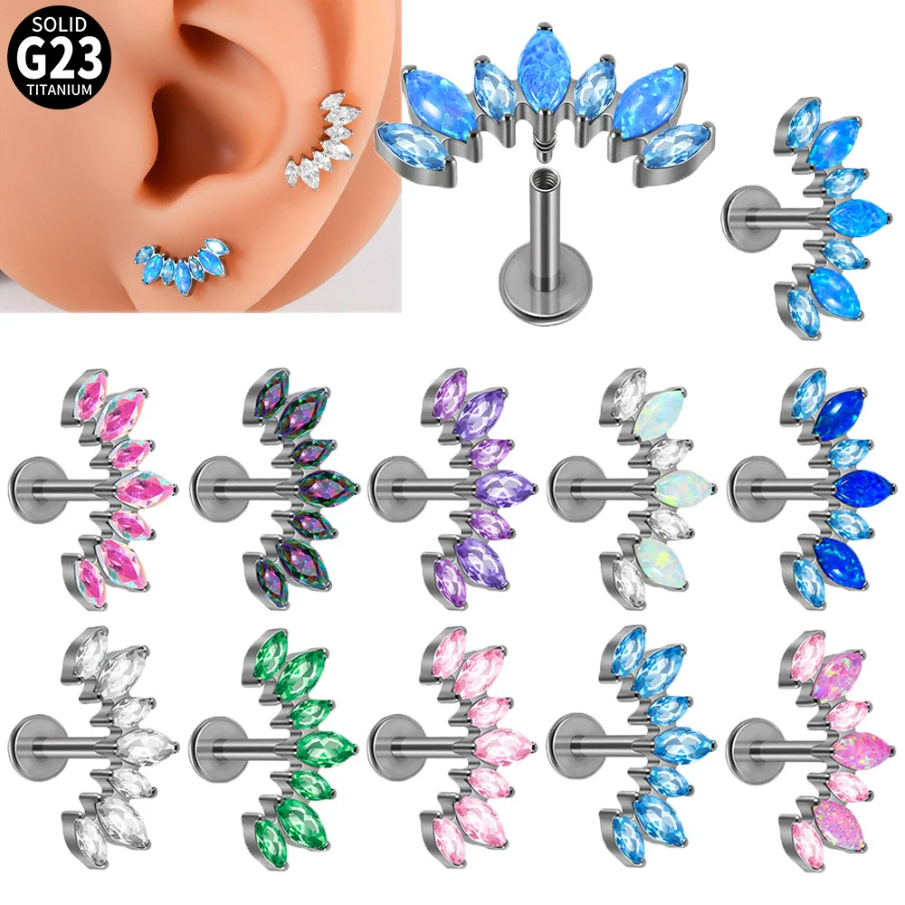 Titanium Alloy Geometric Zircon Earrings And Lip Nails Piercing Jewelry