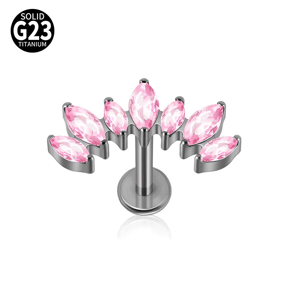 Titanium Alloy Geometric Zircon Earrings And Lip Nails Piercing Jewelry - Image 10
