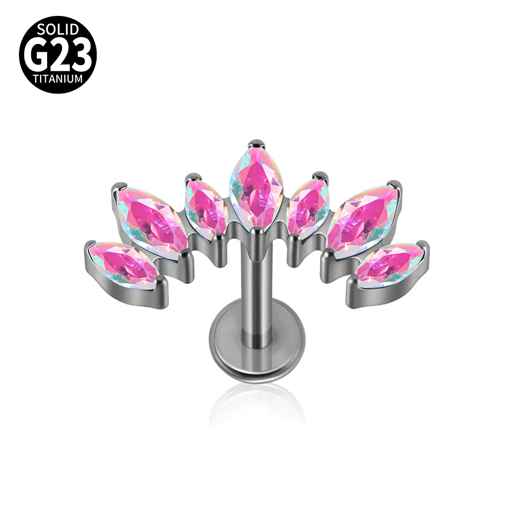 Titanium Alloy Geometric Zircon Earrings And Lip Nails Piercing Jewelry - Image 11