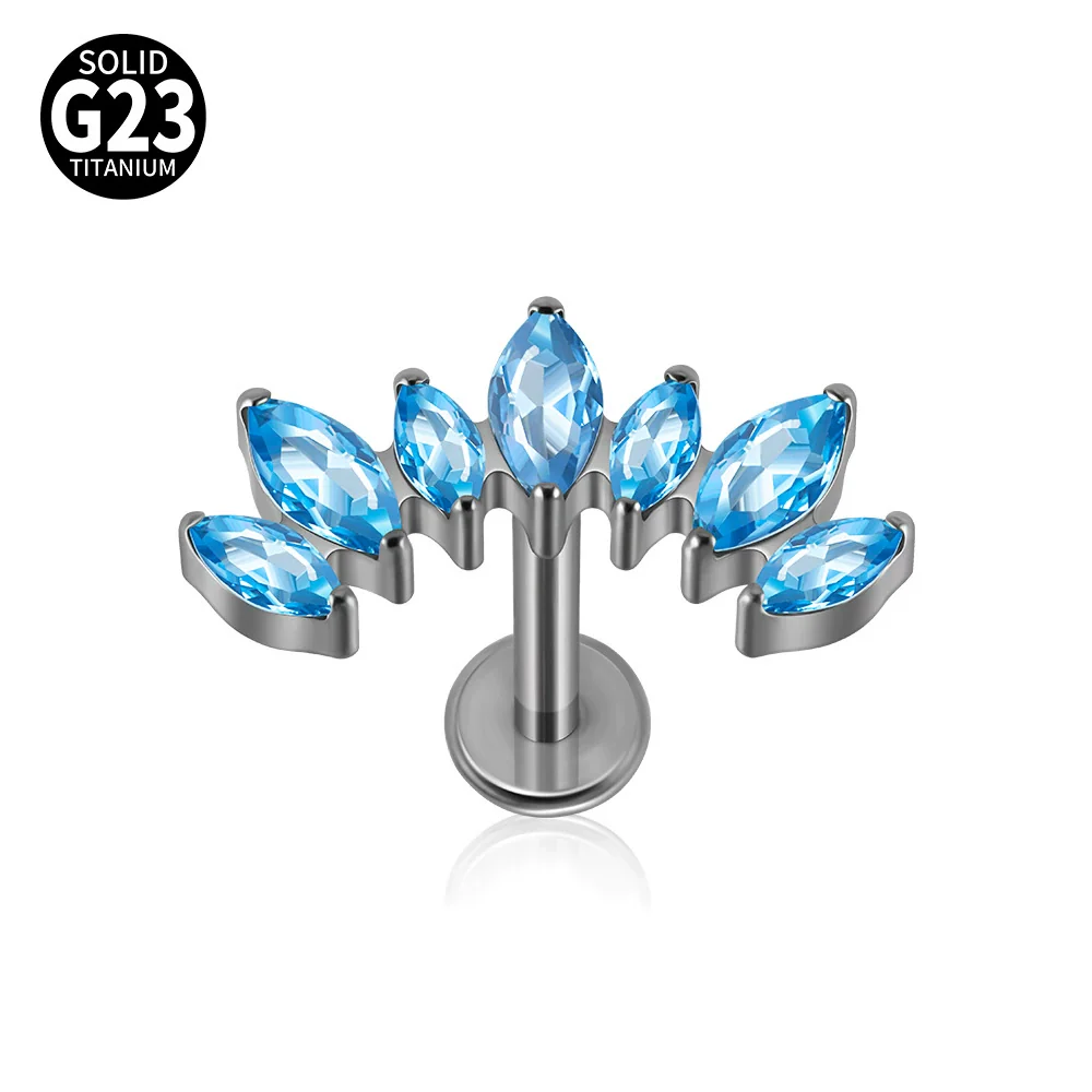 Titanium Alloy Geometric Zircon Earrings And Lip Nails Piercing Jewelry - Image 13