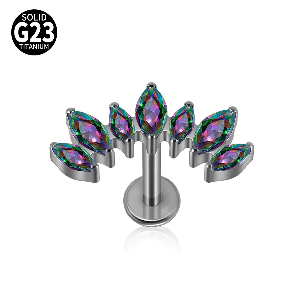 Titanium Alloy Geometric Zircon Earrings And Lip Nails Piercing Jewelry - Image 14