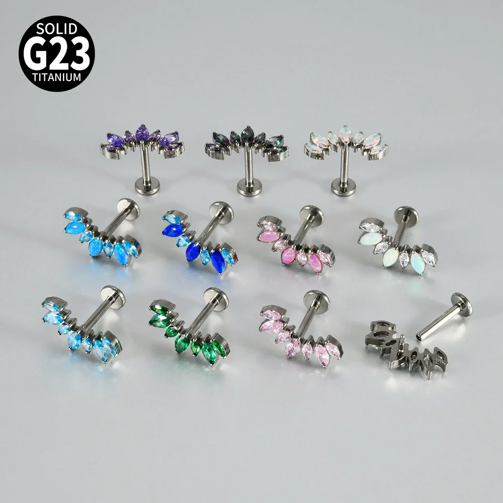 Titanium Alloy Geometric Zircon Earrings And Lip Nails Piercing Jewelry - Image 2