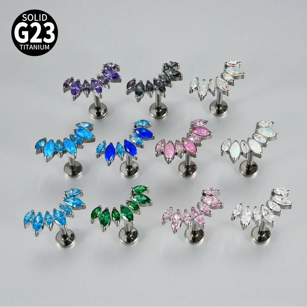 Titanium Alloy Geometric Zircon Earrings And Lip Nails Piercing Jewelry - Image 3