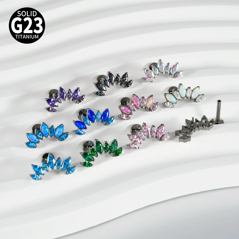 Titanium Alloy Geometric Zircon Earrings And Lip Nails Piercing Jewelry - Image 4