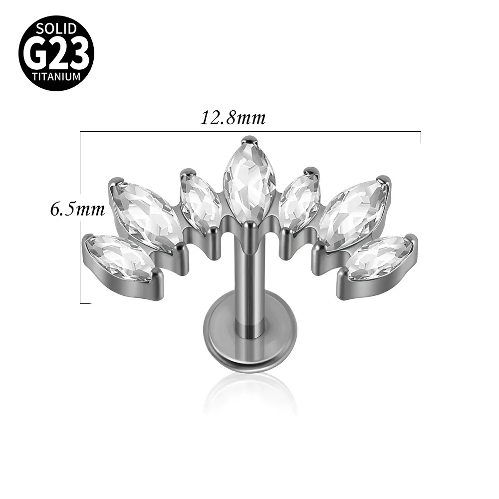 Titanium Alloy Geometric Zircon Earrings And Lip Nails Piercing Jewelry - Image 6