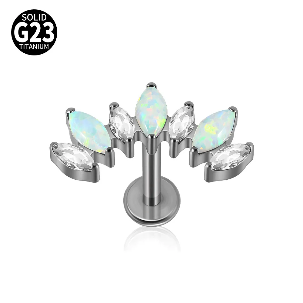 Titanium Alloy Geometric Zircon Earrings And Lip Nails Piercing Jewelry - Image 7