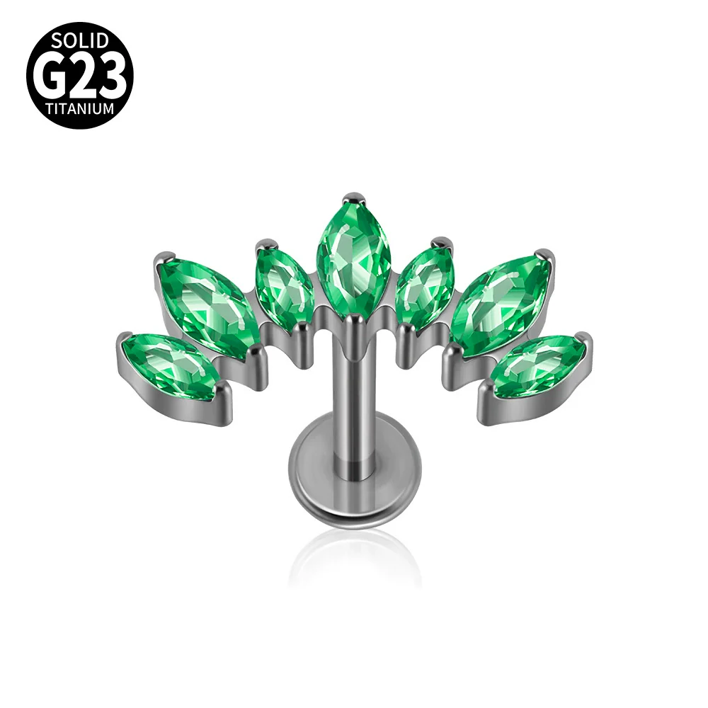 Titanium Alloy Geometric Zircon Earrings And Lip Nails Piercing Jewelry - Image 8
