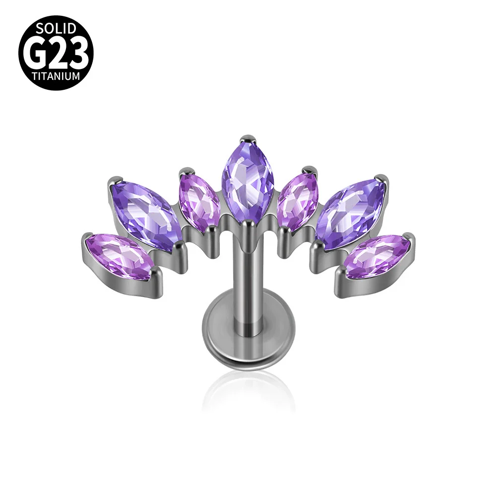 Titanium Alloy Geometric Zircon Earrings And Lip Nails Piercing Jewelry - Image 9
