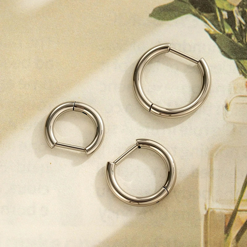 Titanium Alloy Heart Shape Electroplated Semicircular Straight Needle Earrings Fashion Piercing Jewelry