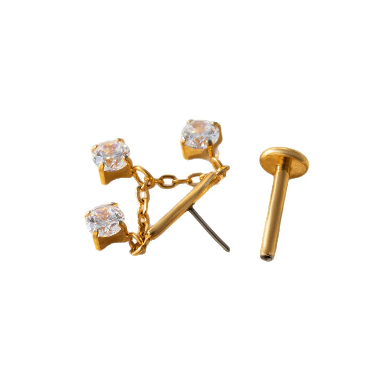 Titanium Alloy Heart Shape Inlaid Zircon Electroplated Women's Cartilage Piercing Earrings - Image 5