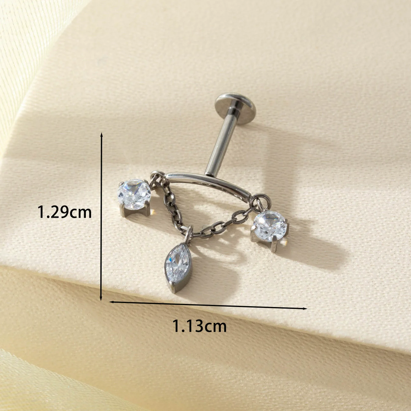 Titanium Alloy Heart Shape Inlaid Zircon Electroplated Women's Cartilage Piercing Earrings - Image 7