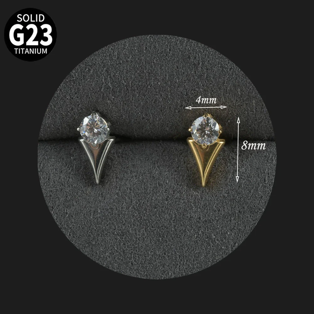 Titanium Alloy Inner Tooth Lip Nail Sunflower Deer Horn Zircon Lip Ring Tshaped Flat Bottom Ear Bone Nail Jewelry Electroplated - Image 10