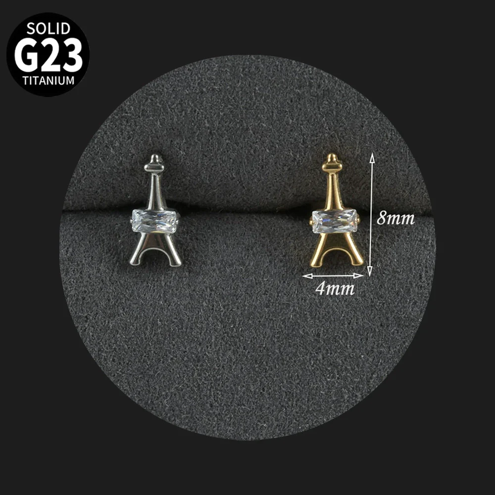 Titanium Alloy Inner Tooth Lip Nail Sunflower Deer Horn Zircon Lip Ring Tshaped Flat Bottom Ear Bone Nail Jewelry Electroplated - Image 11