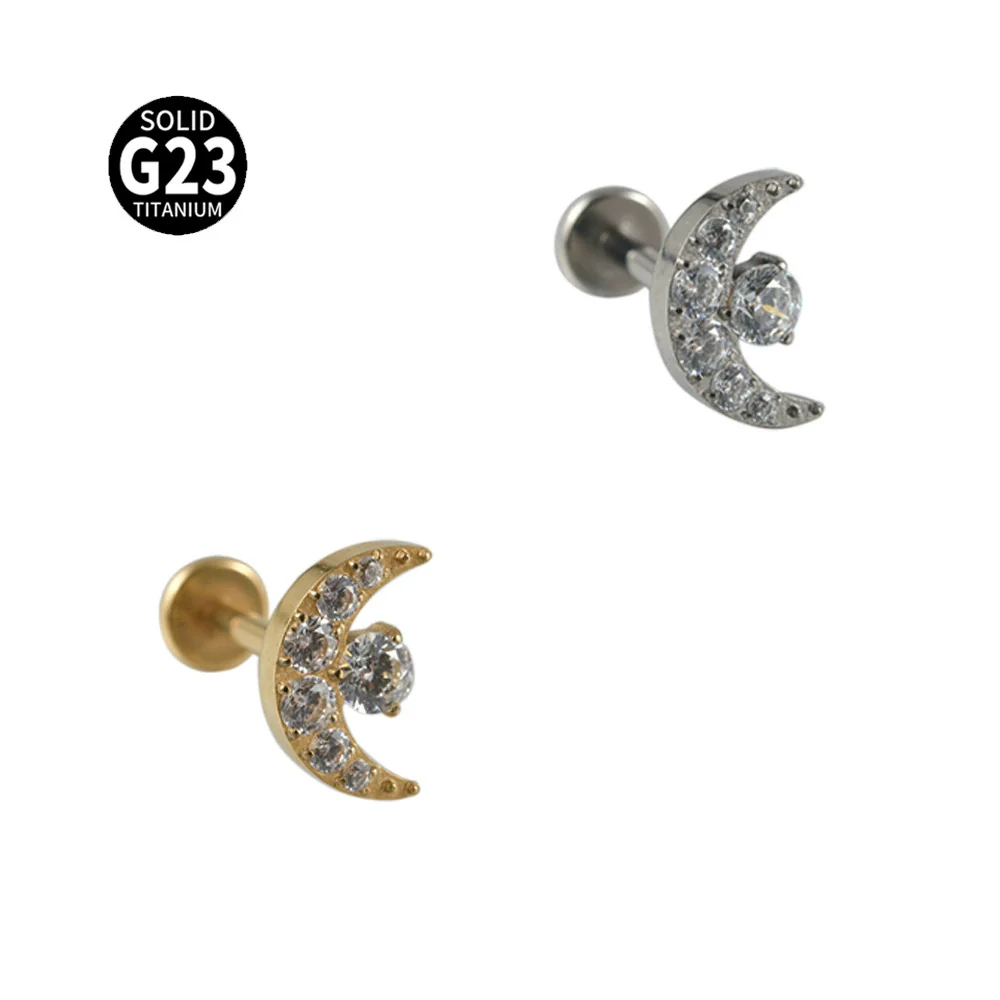 Titanium Alloy Lip Ring And Piercing Earrings With Flower Cross Arrow Pattern And Electroplating Treatment - Image 17