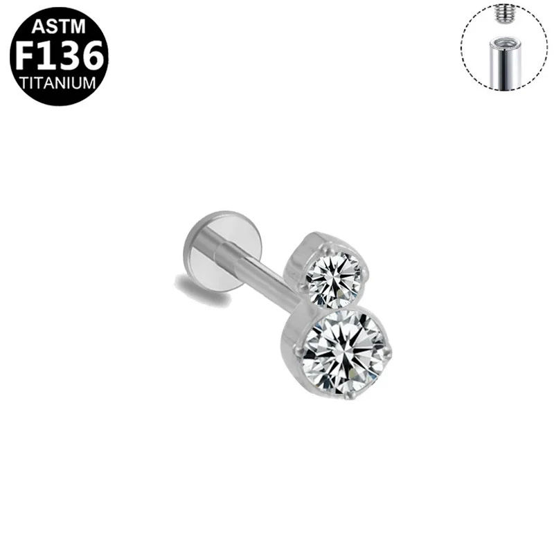 Titanium Alloy Opal Geometric Unisex Electroplated Cartilage Earrings And Lip Nails - Image 7