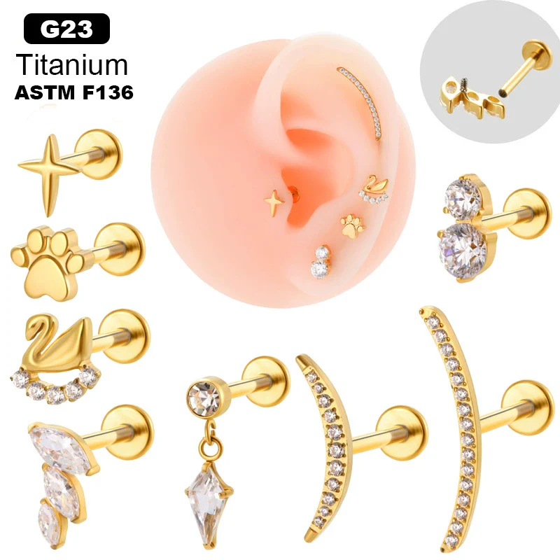 Titanium Alloy Women's Flowerinlaid Electroplated Earring