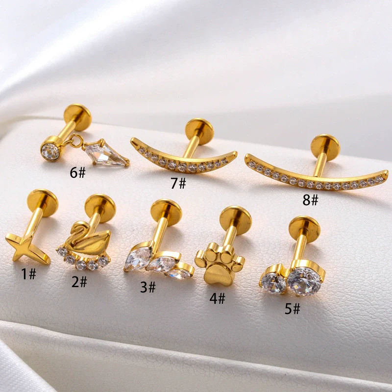 Titanium Alloy Women's Flowerinlaid Electroplated Earring - Image 2