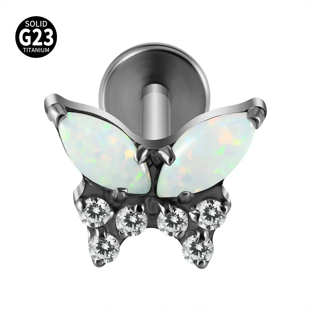 Titanium Alloy Zircon Butterfly Insect Shape Earring And Lip Nail For Unisex - Image 10