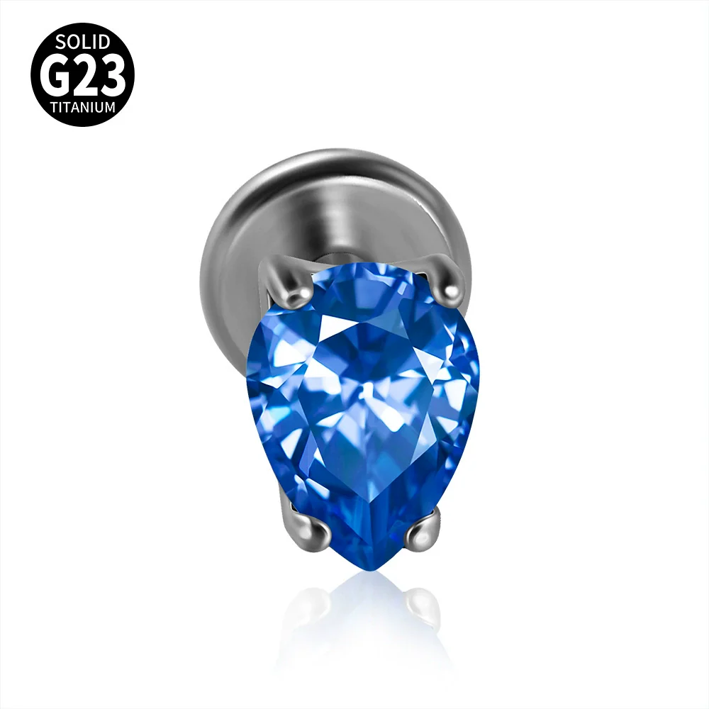 Titanium Drop Shape Zircon Puncture Earring - Image 11