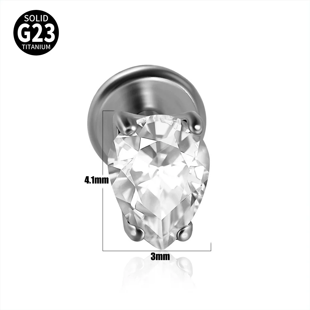 Titanium Drop Shape Zircon Puncture Earring - Image 6