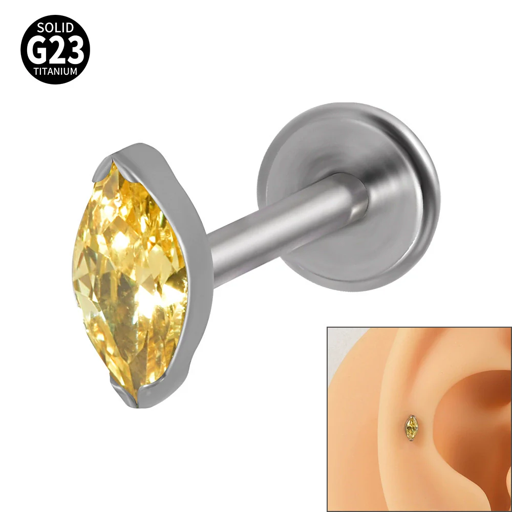 Titanium Dropshaped Ear Bone Ring With Horse Eye And Lip Design Electroplated Unisex Simple Style - Image 11