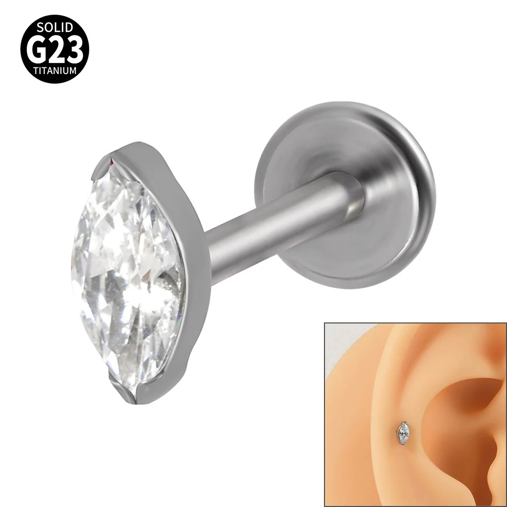 Titanium Dropshaped Ear Bone Ring With Horse Eye And Lip Design Electroplated Unisex Simple Style - Image 18