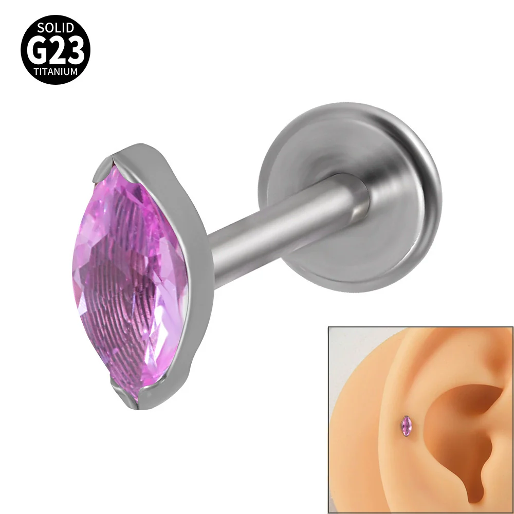 Titanium Dropshaped Ear Bone Ring With Horse Eye And Lip Design Electroplated Unisex Simple Style - Image 7